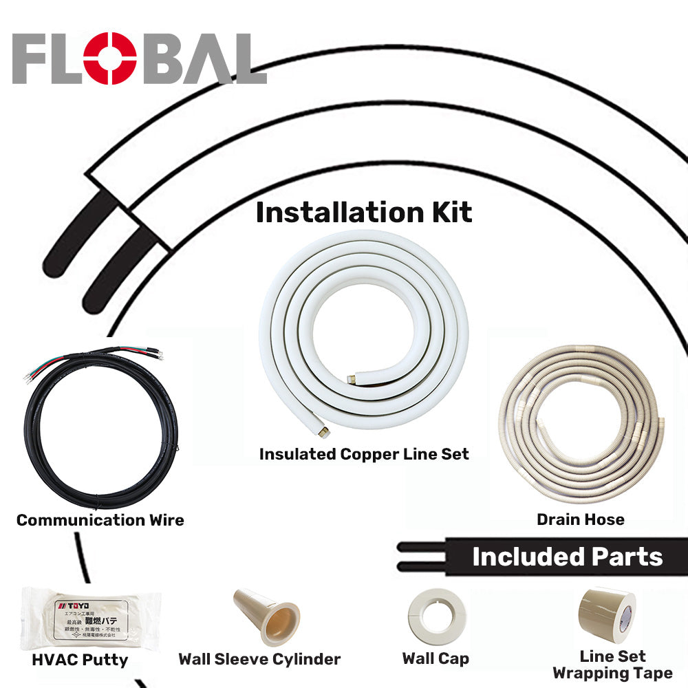 Mini Split Air Conditioning Installation Kit 16 ft Insulated Copper Line Set 1/4” x 3/8”