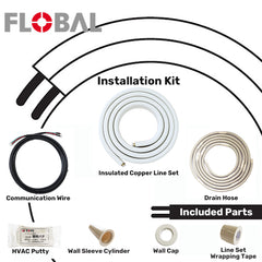 Mini Split Air Conditioning Installation Kit 16 ft Insulated Copper Line Set 1/4” x 1/2”